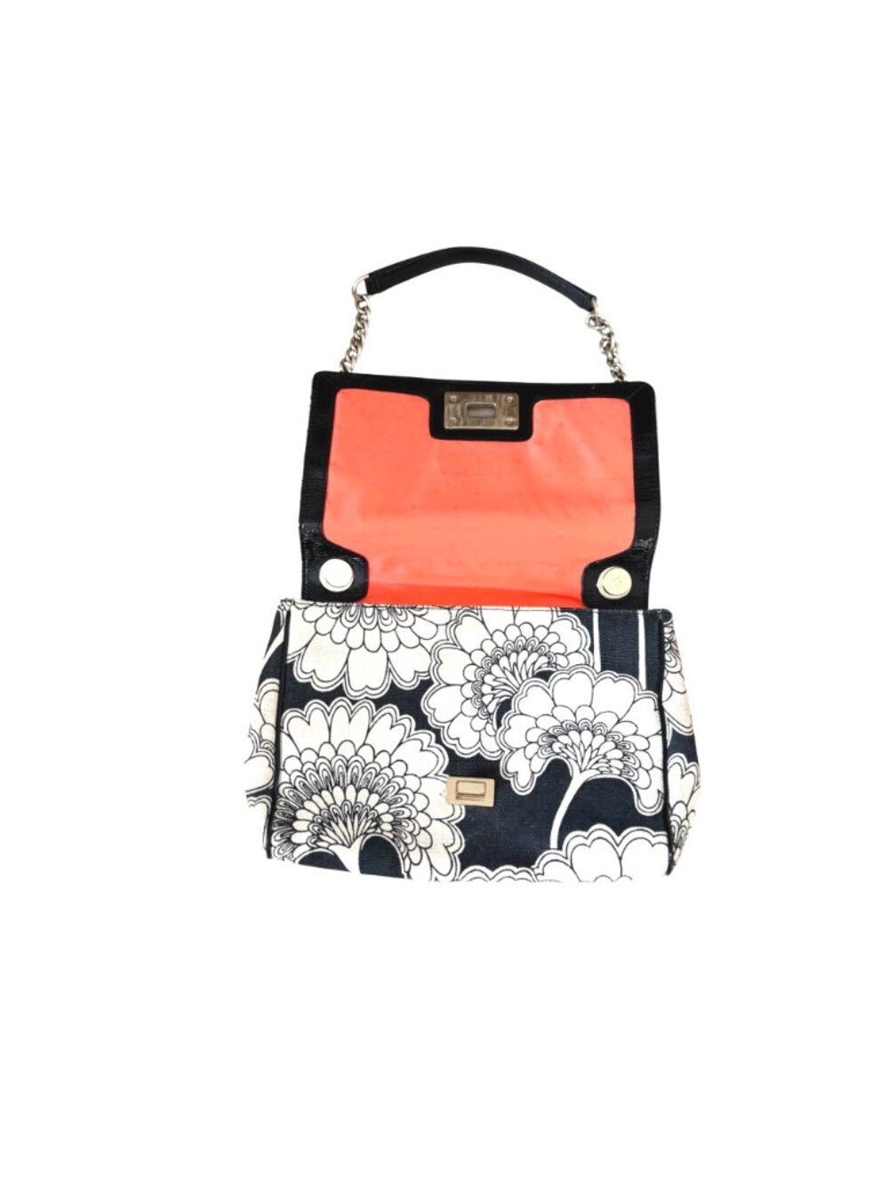 Kate Spade Women's Handbag Japanese Floral Canvas Rare Find Bethany Black Cream - Picture 5 of 11